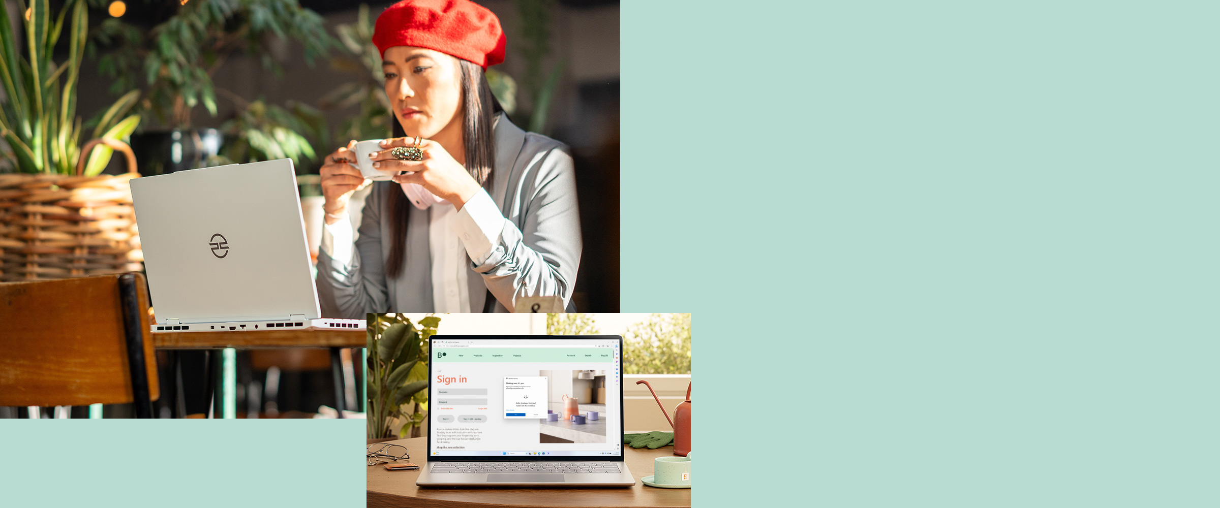 Una donna davanti a un laptop PCSpecialist con Windows 11